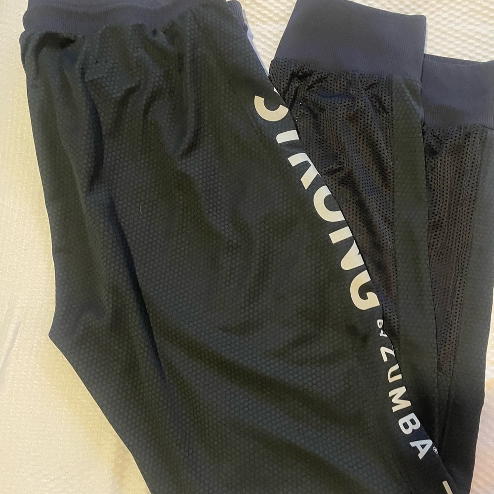 Zumba Fitness Black Joggers with Vertical Lettering